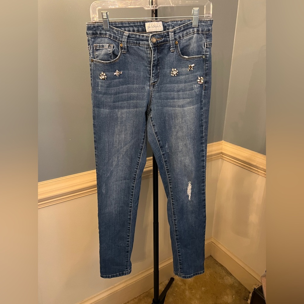 Peck & Peck Embellished with stones size 4 ‎ Blue Skinny Jeans